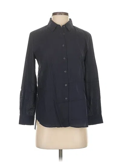 Pre-owned Uniqlo 3/4 Sleeve Button Down Shirt In Black