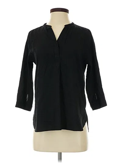 Pre-owned Uniqlo 3/4 Sleeve Button Down Shirt In Black