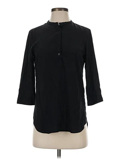 Pre-owned Uniqlo 3/4 Sleeve Button Down Shirt In Black