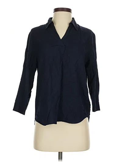 Pre-owned Uniqlo 3/4 Sleeve Button Down Shirt In Blue