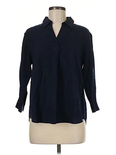 Pre-owned Uniqlo 3/4 Sleeve Button Down Shirt In Blue