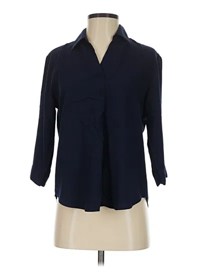 Pre-owned Uniqlo 3/4 Sleeve Button Down Shirt In Blue
