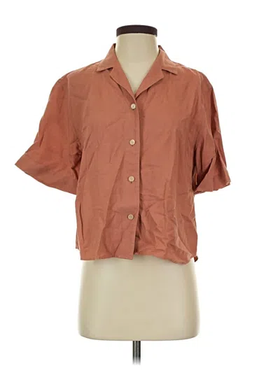 Pre-owned Uniqlo 3/4 Sleeve Button Down Shirt In Brown