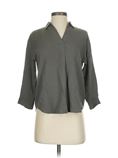 Pre-owned Uniqlo 3/4 Sleeve Button Down Shirt In Gray