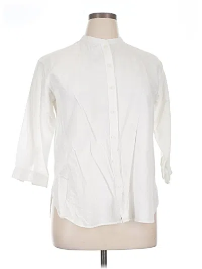 Pre-owned Uniqlo 3/4 Sleeve Button Down Shirt In Ivory