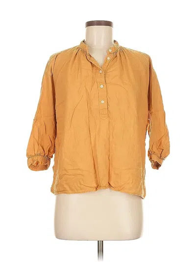Pre-owned Uniqlo 3/4 Sleeve Button Down Shirt In Orange