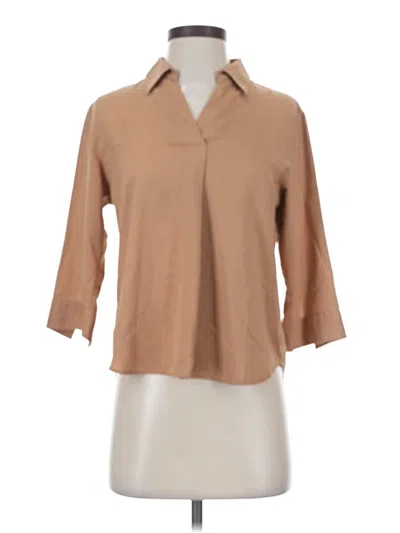 Pre-owned Uniqlo 3/4 Sleeve Button Down Shirt In Tan