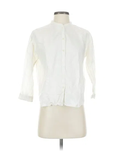 Pre-owned Uniqlo 3/4 Sleeve Button Down Shirt In White