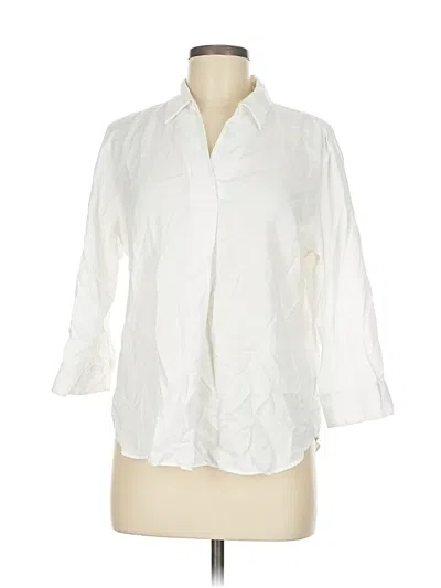 Pre-owned Uniqlo 3/4 Sleeve Button Down Shirt In White