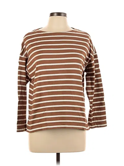 Pre-owned Uniqlo 3/4 Sleeve T-shirt In Brown