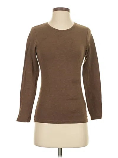 Pre-owned Uniqlo 3/4 Sleeve T-shirt In Brown