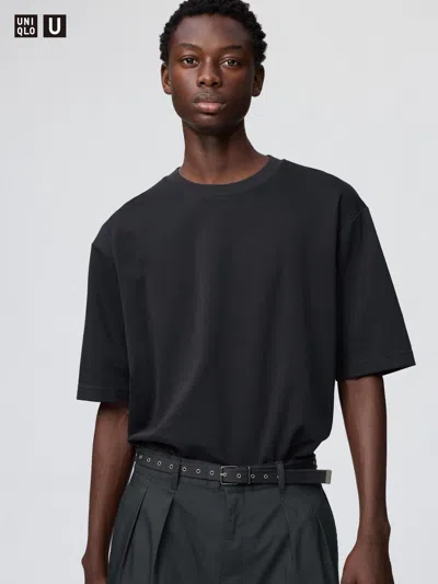 Uniqlo Airism Cotton Oversized T-shirt Half-sleeve Black Xl  Us