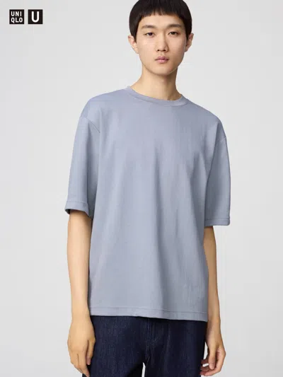 Uniqlo Airism Cotton Oversized T-shirt Half-sleeve Blue 3xl  Us