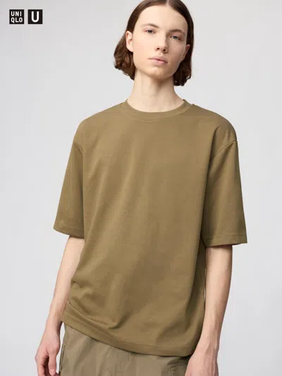 Uniqlo Airism Cotton Oversized T-shirt Half-sleeve Brown 2xl  Us