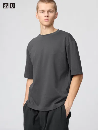 Uniqlo Airism Cotton Oversized T-shirt Half-sleeve Gray 2xs  Us