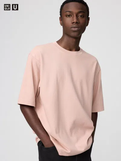 Uniqlo Airism Cotton Oversized T-shirt Half-sleeve Pink 2xl  Us