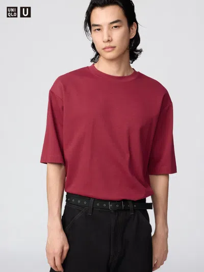 Uniqlo Airism Cotton Oversized T-shirt Half-sleeve With Quick-drying Red 3xl  Us
