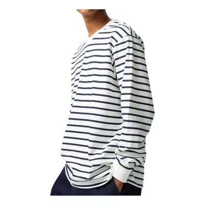 Uniqlo Airism Cotton Striped Crew Neck T-shirt Long Sleeve 'white'