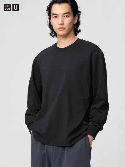 Uniqlo Airism Cotton T-shirt Long Sleeve Black 2xl  Us In Blue