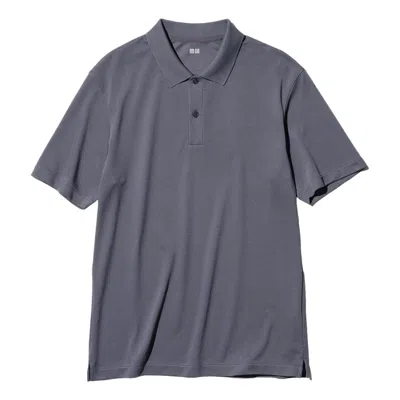 Uniqlo Airism Polo Shirt 'dark Gray' In Blue