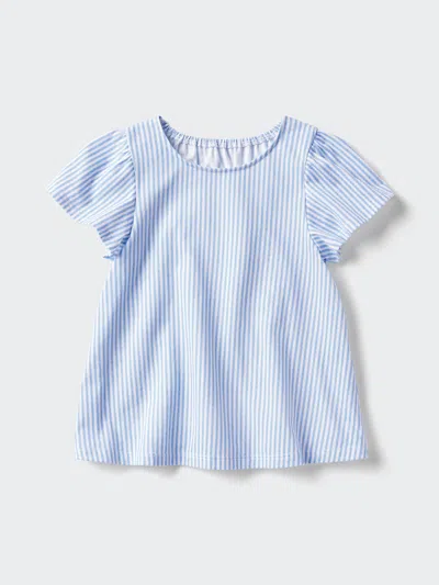 Uniqlo Baby's Airism Cotton T-shirt Flared Patterned, Blue, 3y In Multi