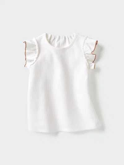 Uniqlo Baby Airism Cotton T-shirt Frilled White Age 18-24m  Us