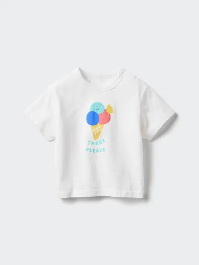 Uniqlo Baby Airism Cotton T-shirt Printed Off White Age 3  Us