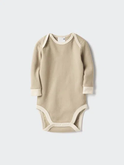 Uniqlo Baby's Babies Newborn Bodysuit Long Sleeve, Beige, 18-24m In Neutral