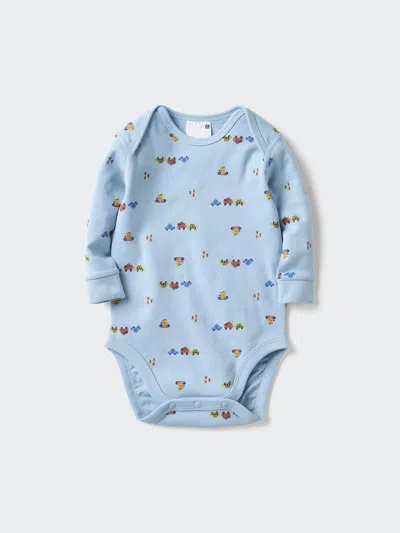 Uniqlo Baby's Babies Newborn Bodysuit Long Sleeve, Blue, 0-3m