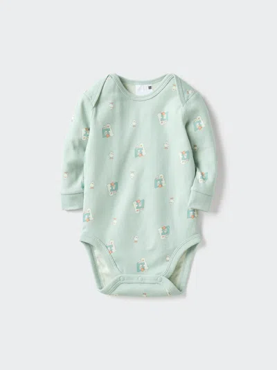 Uniqlo Baby's Babies Newborn Bodysuit Long Sleeve, Green, 12-18m