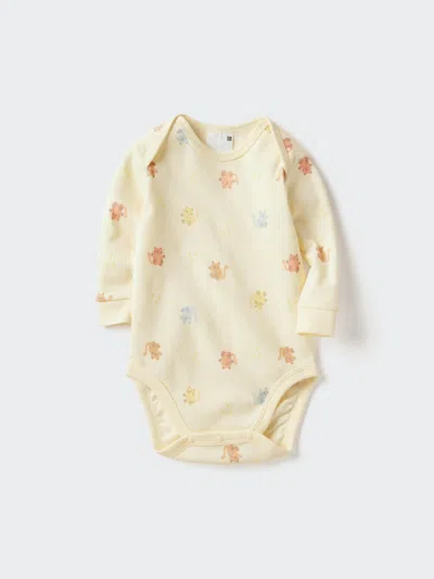 Uniqlo Baby's Babies Newborn Bodysuit Long Sleeve, Yellow, 18-24m