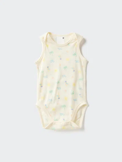 Uniqlo Baby Cotton Mesh Sleeveless Bodysuit Print Cream Age 18-24m  Us In Multi
