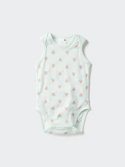 Uniqlo Baby Cotton Mesh Sleeveless Bodysuit Print Green Age 12-18m  Us In Red