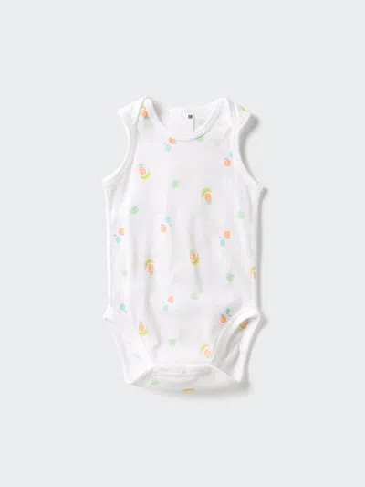 Uniqlo Baby Cotton Mesh Sleeveless Bodysuit Print Off White Age 18-24m  Us