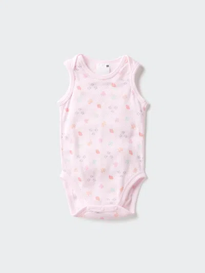 Uniqlo Baby Cotton Mesh Sleeveless Bodysuit Print Pink Age 18-24m  Us