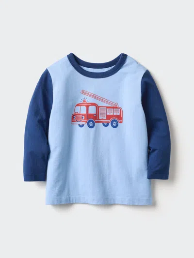 Uniqlo Baby Crew Neck T-shirt Car Long Sleeve Blue Age 18-24m  Us