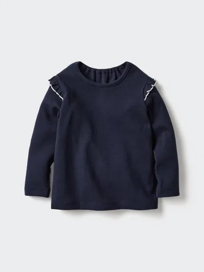 Uniqlo Baby Frilled T-shirt Long Sleeve Blue Age 12-18m  Us