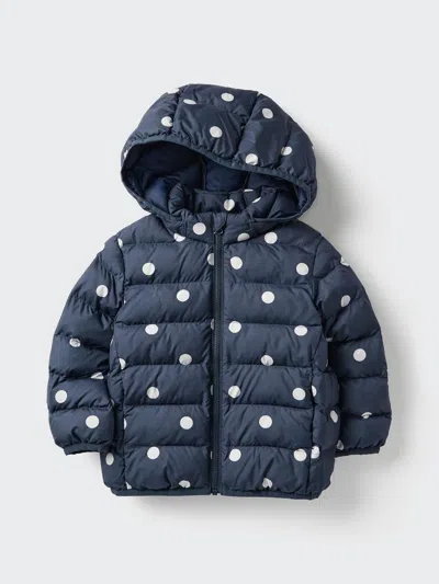 Uniqlo Baby Pufftech Washable Parka Printed, Navy, 12-18m In Blue