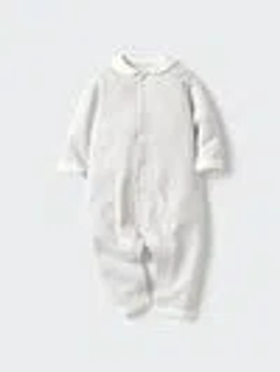 Uniqlo Baby Ribbed One Piece Outfit Long Sleeve Striped, Gray, 12-18m In White