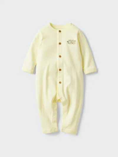 Uniqlo Baby Ribbed One Piece Outfit Long Sleeve, Yellow, 12-18m In Brown