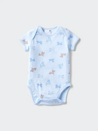 Uniqlo Baby Short Sleeve Bodysuit Printed Blue Age 12-18m  Us