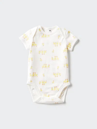 Uniqlo Baby Short Sleeve Bodysuit Printed Off White Age 18-24m  Us In Multi
