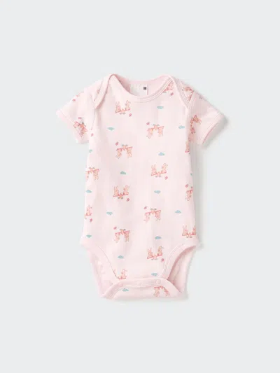 Uniqlo Baby Short Sleeve Bodysuit Printed, Pink, 18-24m