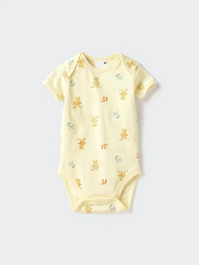 Uniqlo Baby Short Sleeve Bodysuit Printed, Yellow, 18-24m