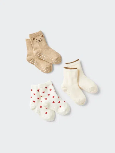 Uniqlo Baby Socks 3 Pairs Beige 18m-3y  Us In Multi