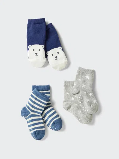 Uniqlo Baby Socks 3 Pairs, Navy, 6-18m In Blue