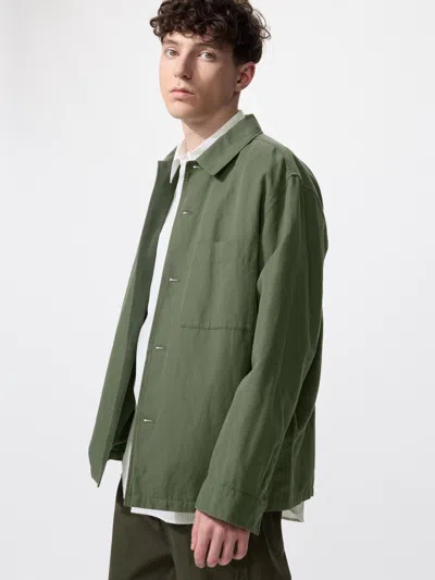 Uniqlo Cotton Linen Shirt Jacket Olive Xl  Us In Green