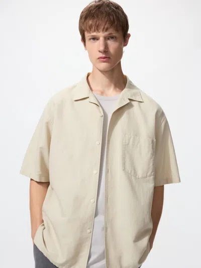 Uniqlo Cotton Linen Shirt Short Sleeve Beige 3xl  Us In Neutral