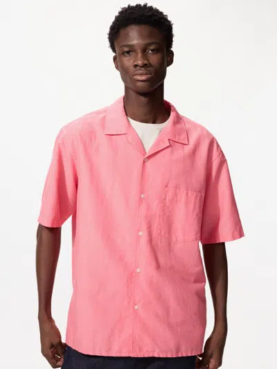 Uniqlo Cotton Linen Shirt Short Sleeve Red 3xl  Us