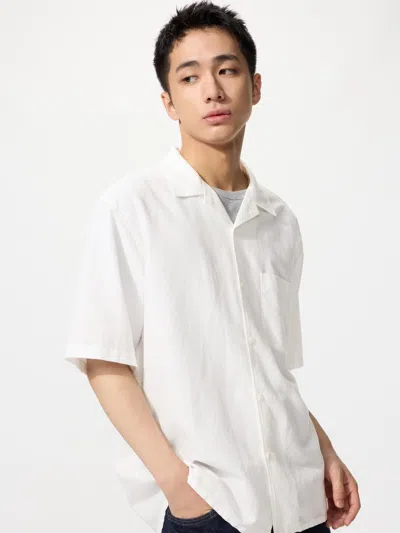 Uniqlo Cotton Linen Shirt Short Sleeve White 3xl  Us